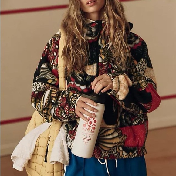 FREE PEOPLE Wild & Free Printed Fleece Pullover in Wildflower Retro Combo XS - Picture 2 of 7